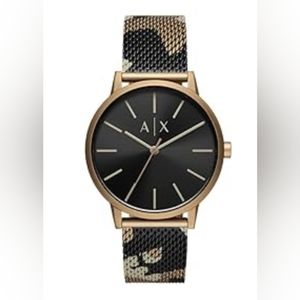 A|X ARMANI EXCHANGE Men's Three-Hand Camo Pattern Stainless Steel Mesh Watch